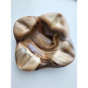 Vintage Imperial End O'Day Caramel Swirl Slag Glass 6"‎ Ashtray Catch All Bowl